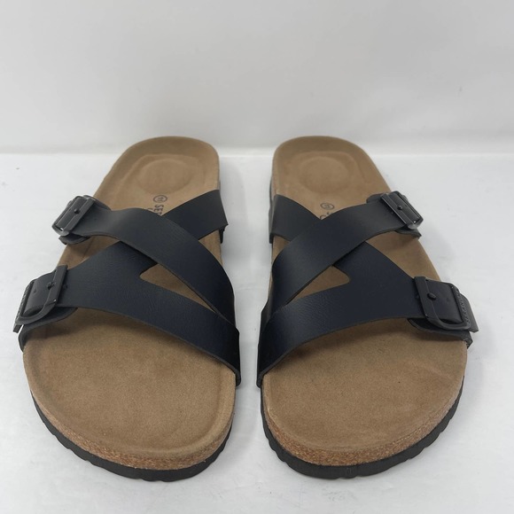 Seranoma Double Buckle Criss Cross Strap Cork Footbed Sandals Size 11 New - Picture 2 of 8